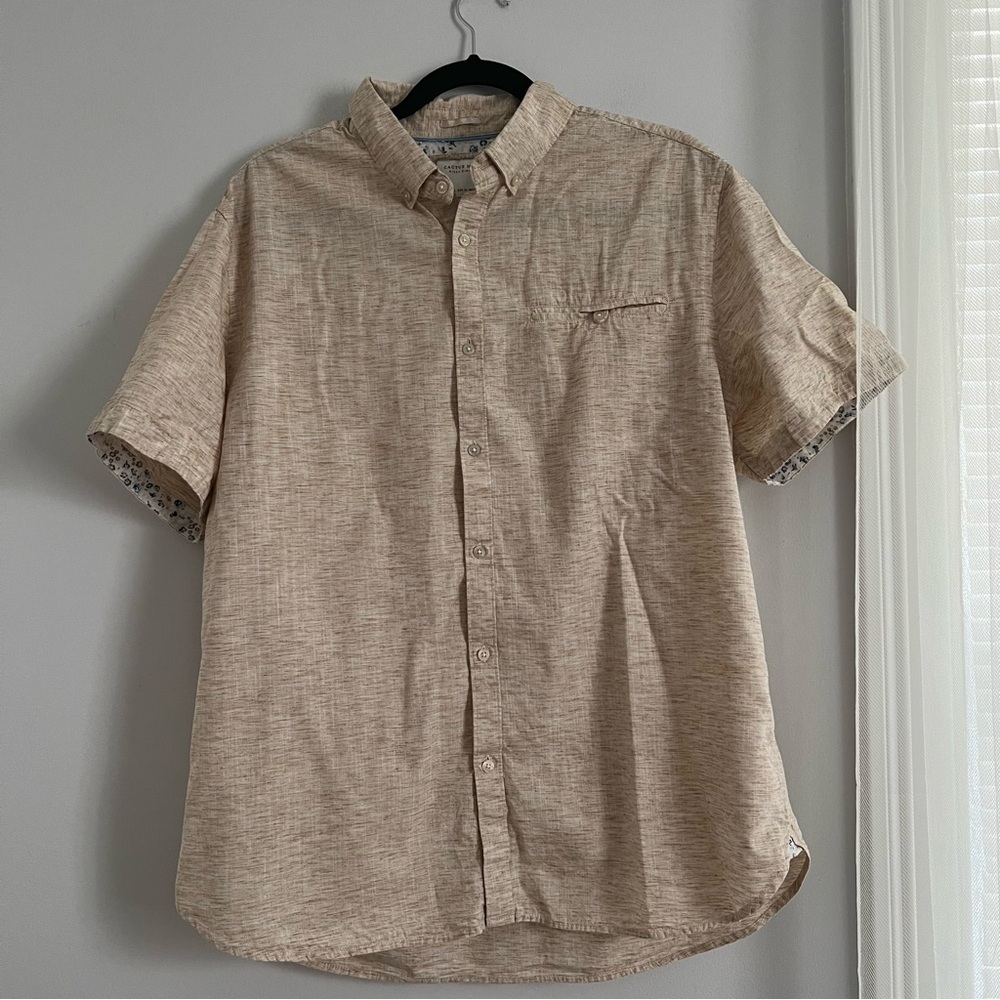Classic Tan Short Sleeve Button-Down Shirt